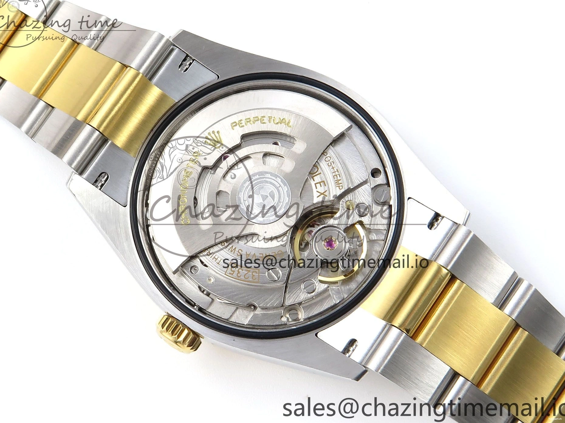 A3235 on Edition 36 126233 YG EWEF Marker Best DateJust Green Gray Bracelet Roman Dial Oyster SS 0212